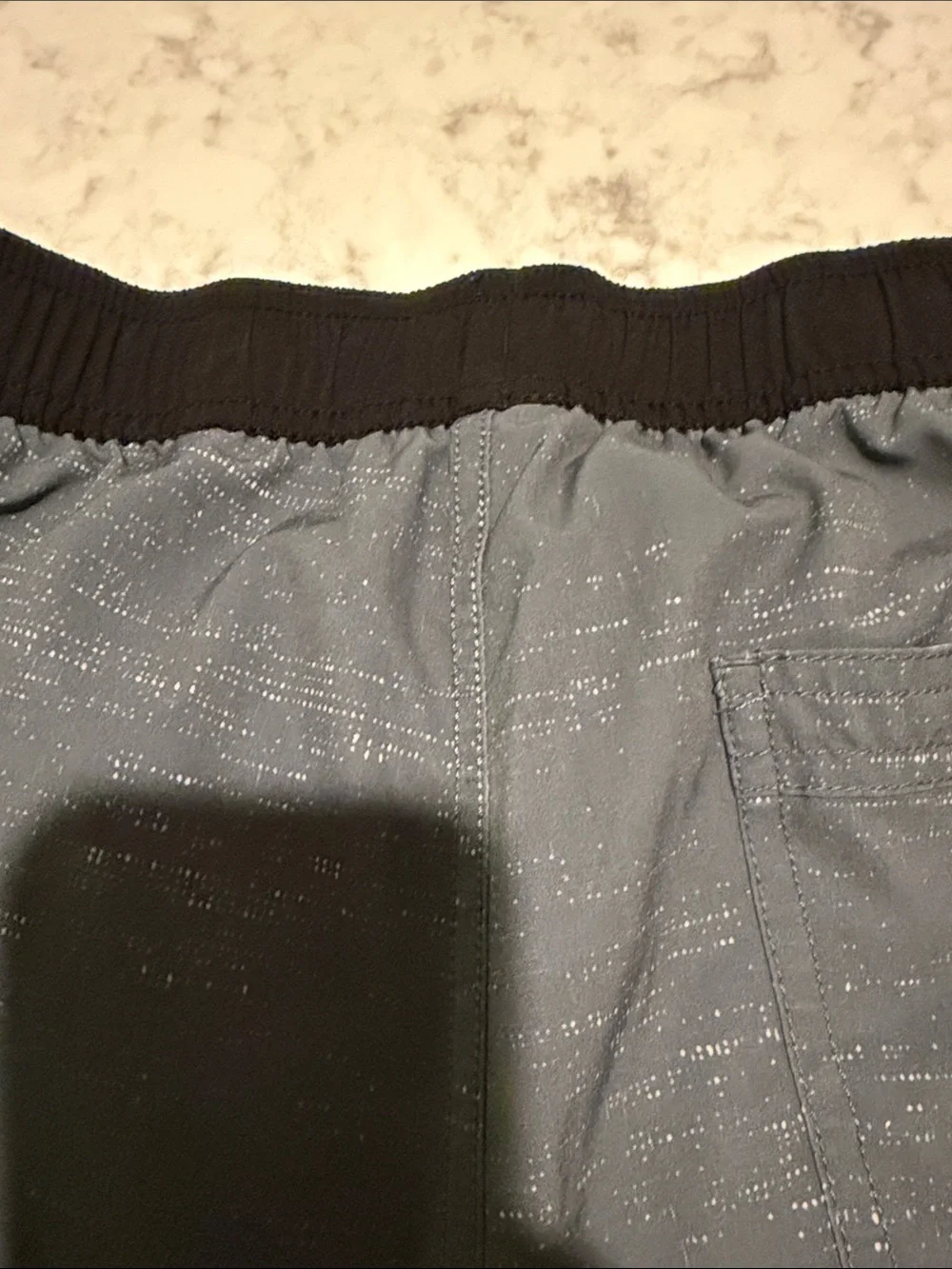 Vuori Men's Kore Shorts in Microdot Slate Blue with Black Waistband